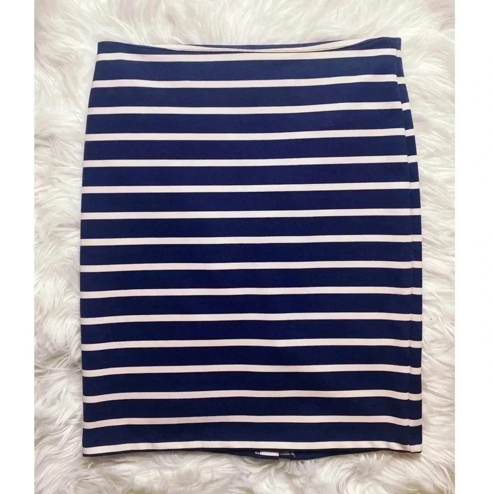 Navy & White Striped Skirt